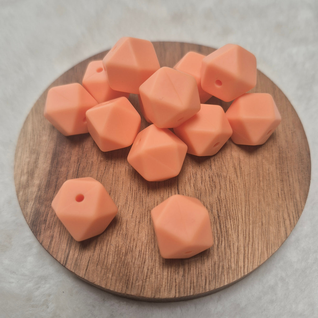 Cantaloupe 14mm Hexagon Solid Silicone Beads