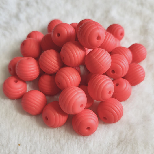 Poppy Red Honeycomb 15mm Silicone Bead