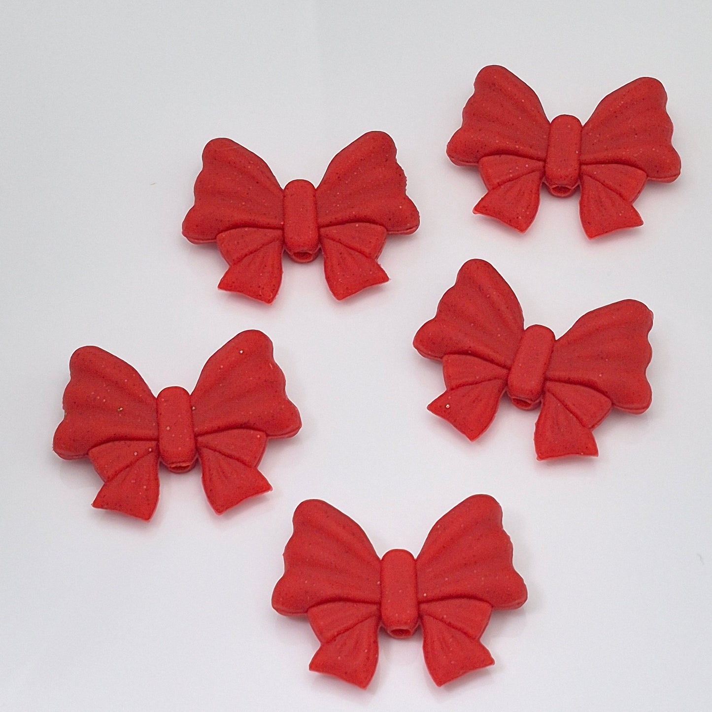 Red Solid Bows with a Bit of Glitter -  3d Focal