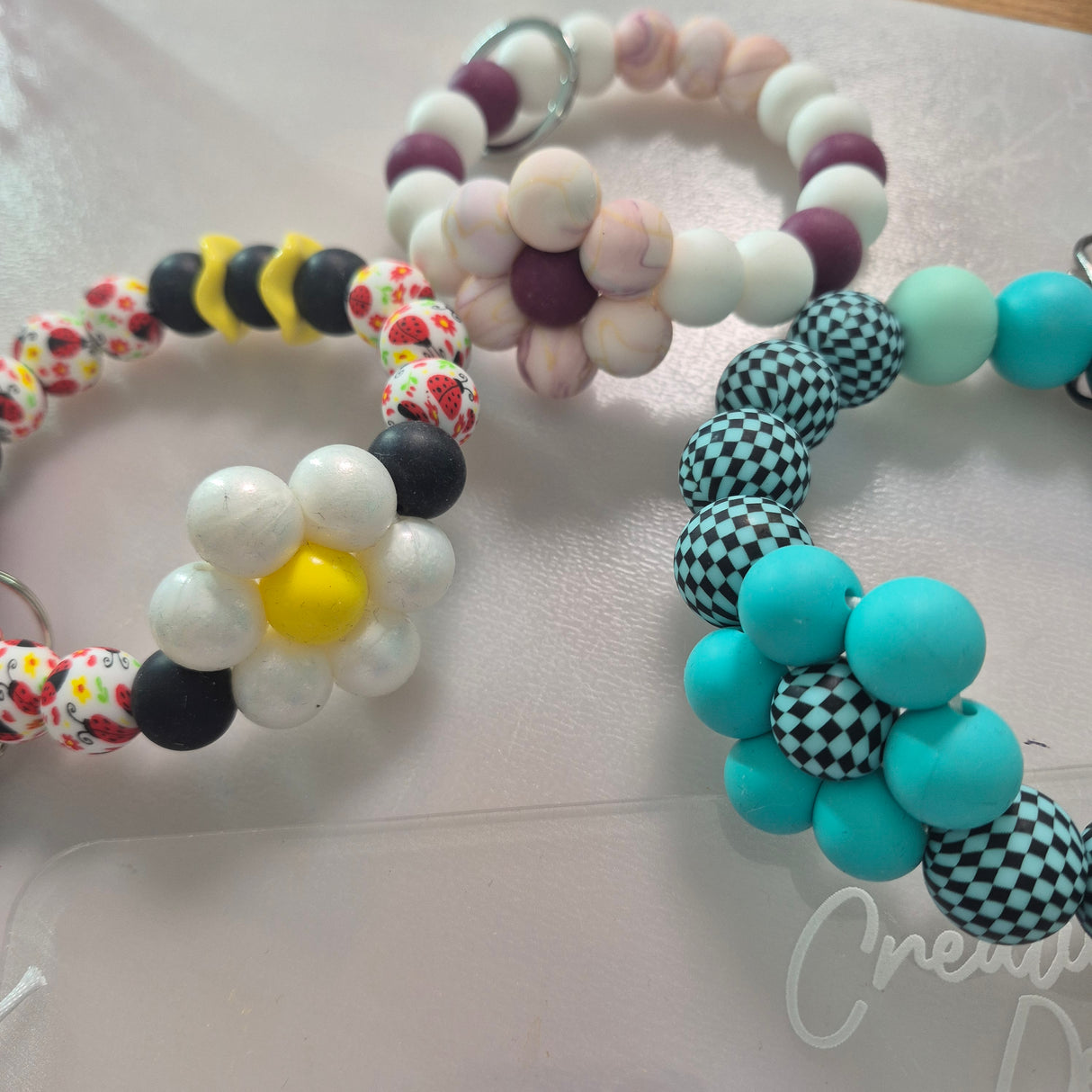 Double or Flower or Phone Silicone Bead Wristlet Key Chains - Live Creation Event!