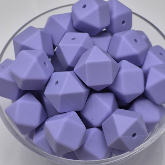 Periwinkle 17mm Hexagon Solid Silicone Beads