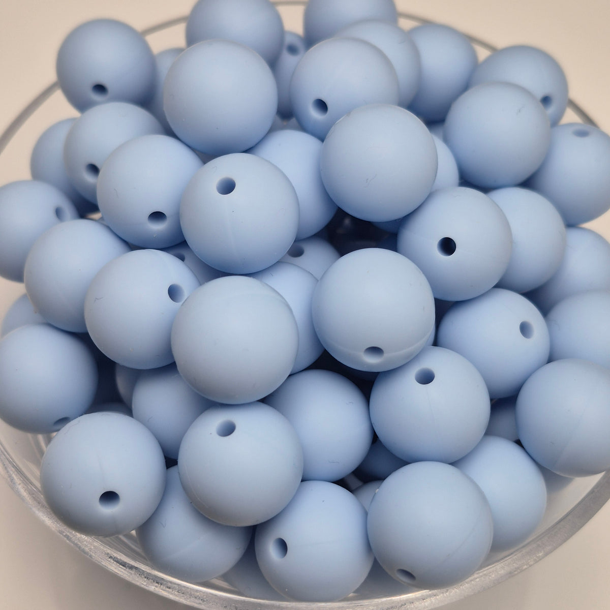 Powder Blue 15mm Solid Silicone Beads