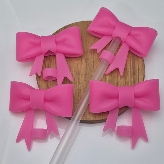 Pink Translucent Bow Straw Topper