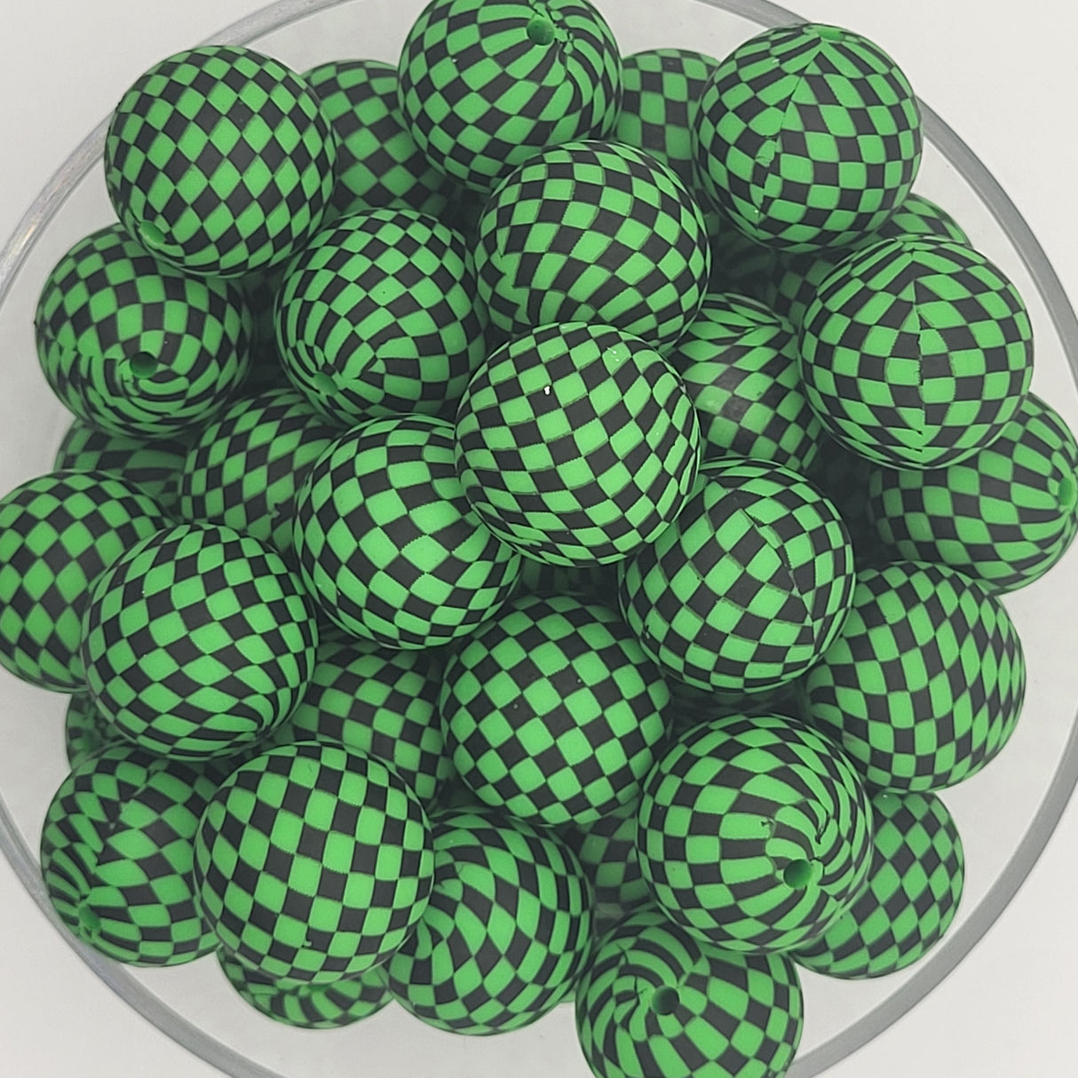 Check Me Out Green 19mm Print Silicone Bead