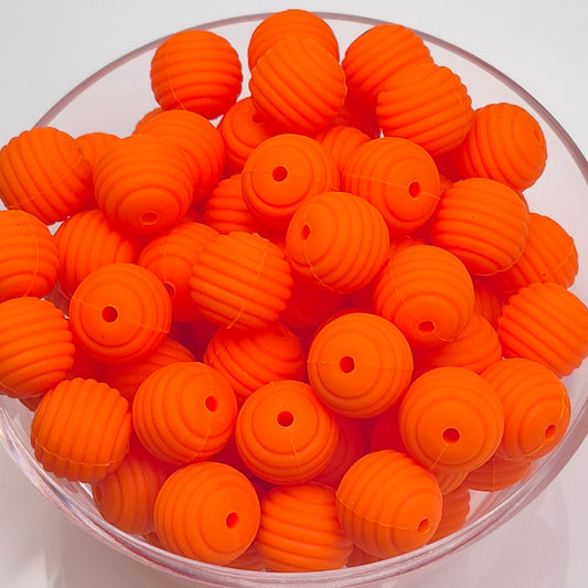 Orange Honeycomb 15mm Silicone Bead