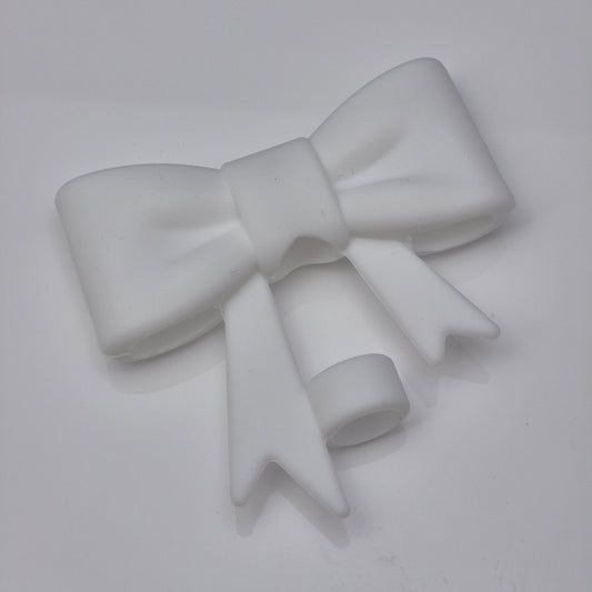 White Bow Straw Topper