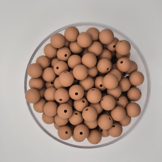 Cafe con Leche 12mm Solid Silicone Beads