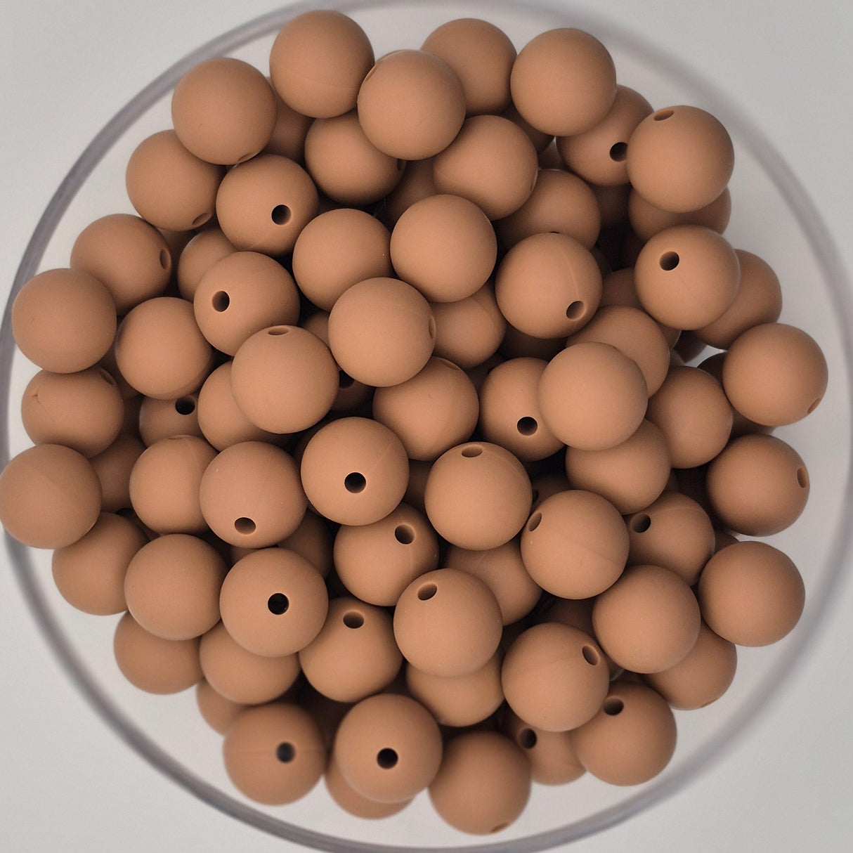 Cafe con Leche 12mm Solid Silicone Beads