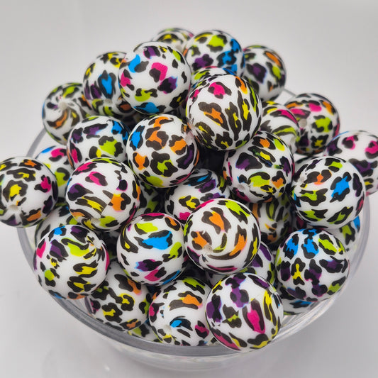 Rainbow Glam 19mm Print Silicone Bead