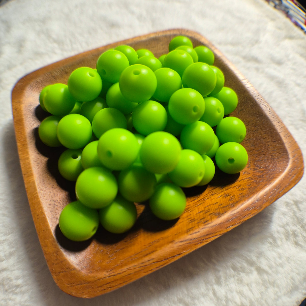 Lime Green 12mm Solid Silicone Beads