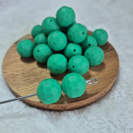 Green Faceted Orb 16mm Silicone Beads