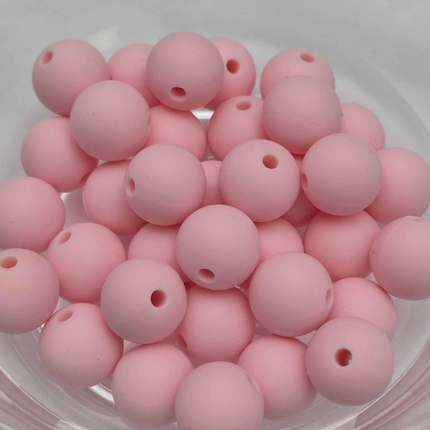 Powder Pink 12mm Solid Silicone Beads