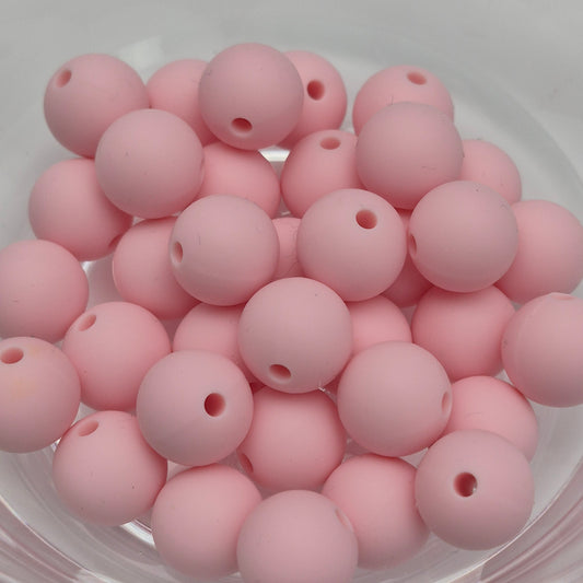 Powder Pink 12mm Solid Silicone Beads