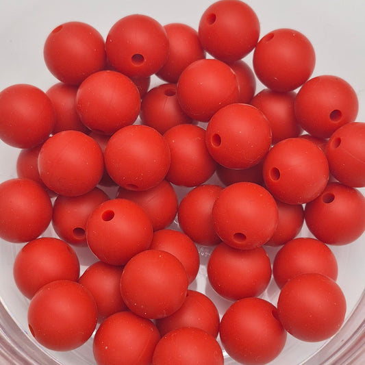 Brick Red 12mm Solid Silicone Beads