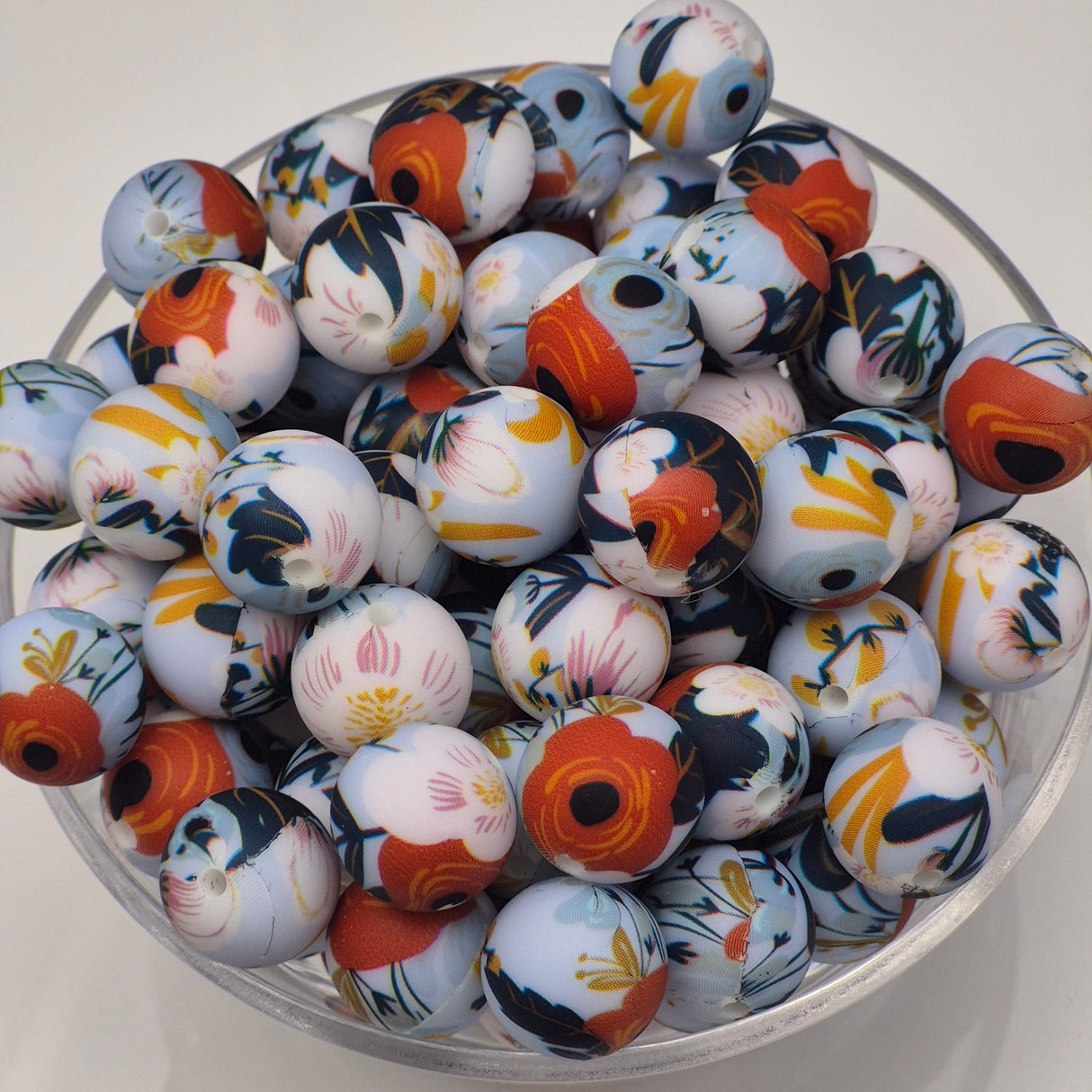 Poppy Fields 15mm Silicone Bead