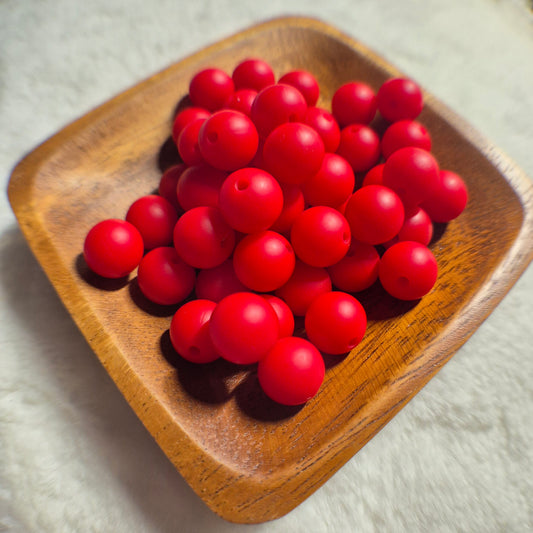Crimson 12mm Solid Silicone Beads