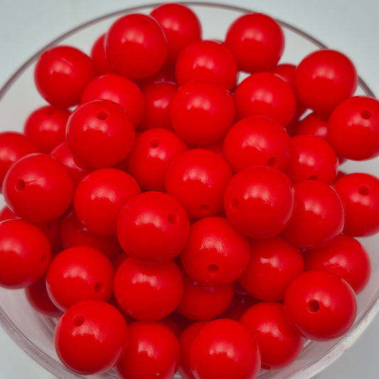 Scarlet Red Liquid 15mm Solid Silicone Beads