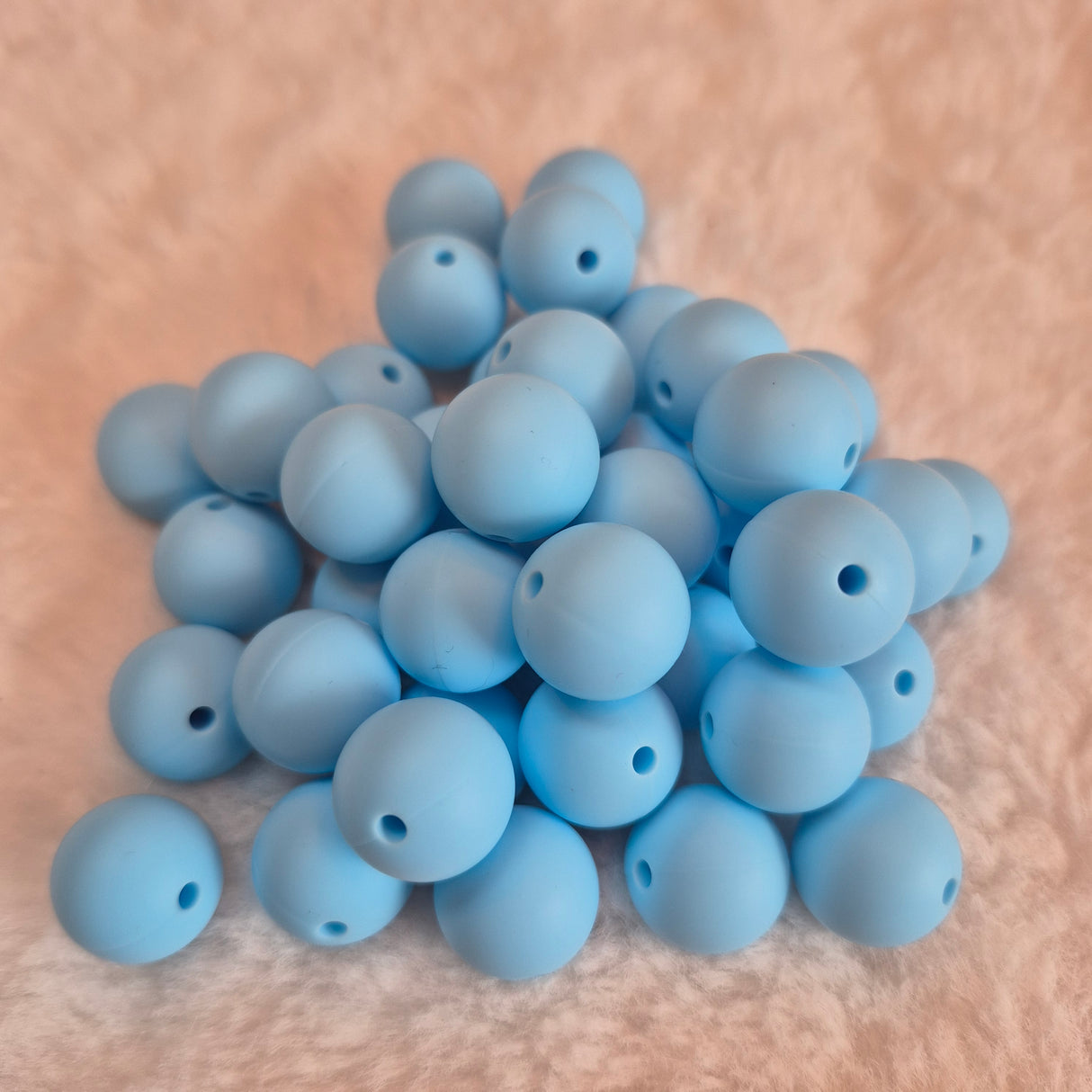 Baby Blue 15mm Solid Silicone Beads
