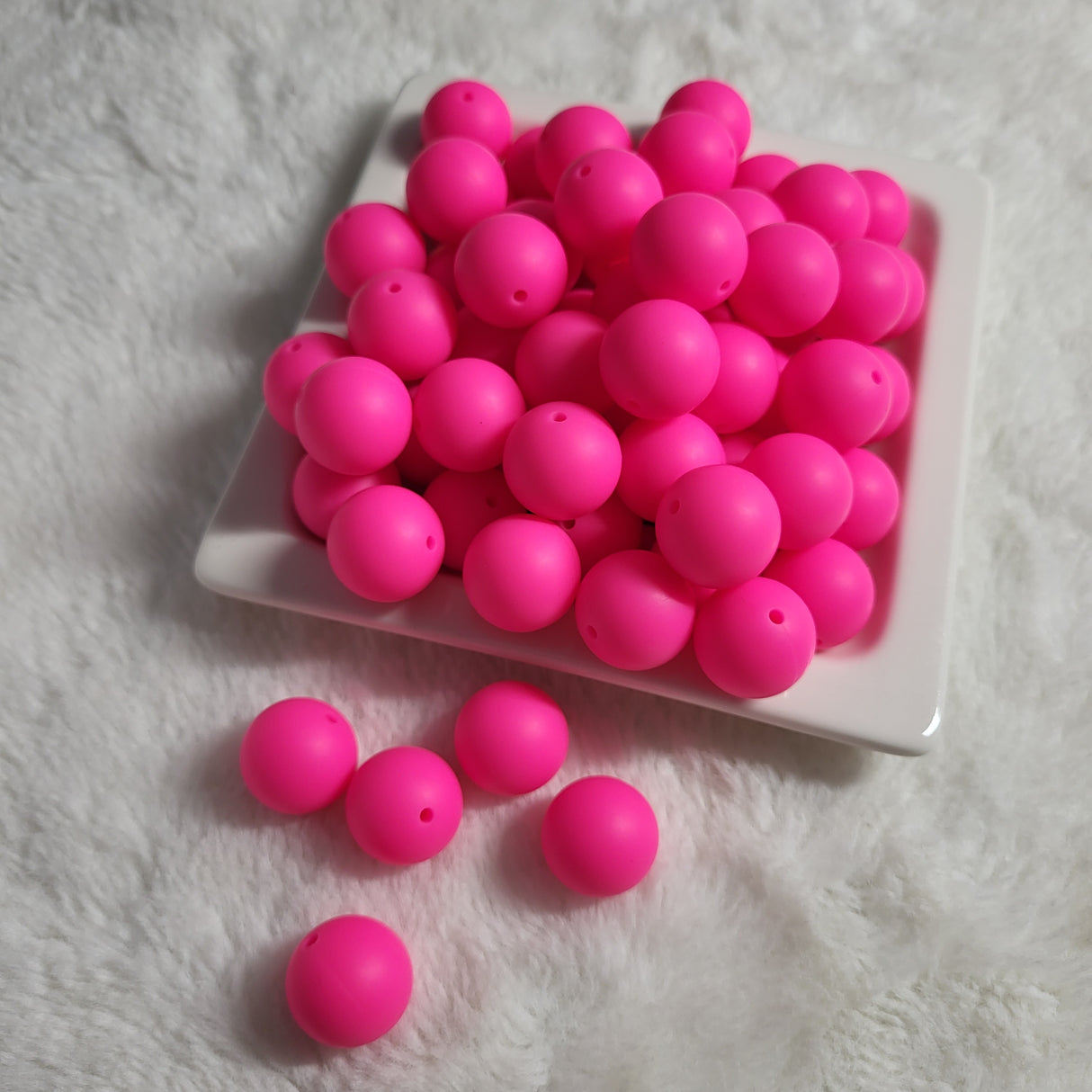 Electric Flamingo 19mm Solid Silicone Beads