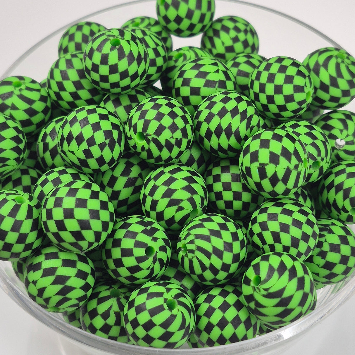 Check Me Out Green 15mm Silicone Bead