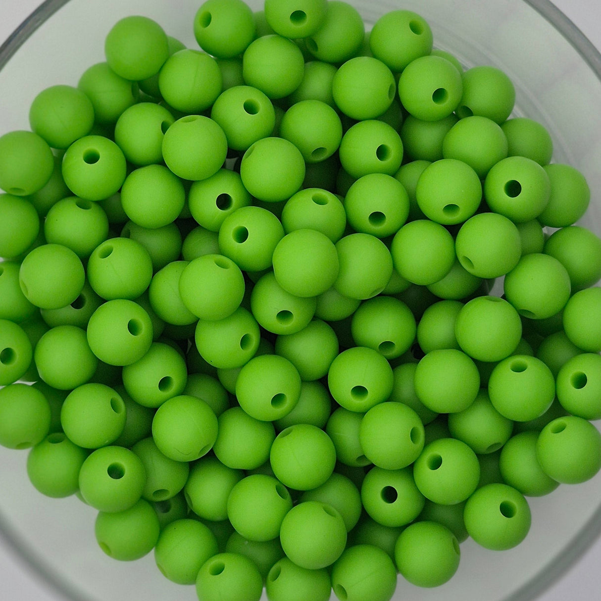 Sour Apple 9mm Solid Silicone Beads