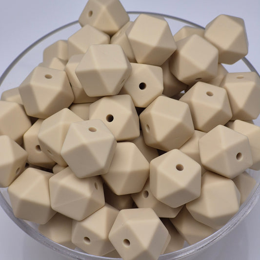 Dreamy Creamy 14mm Hexagon Solid Silicone Beads