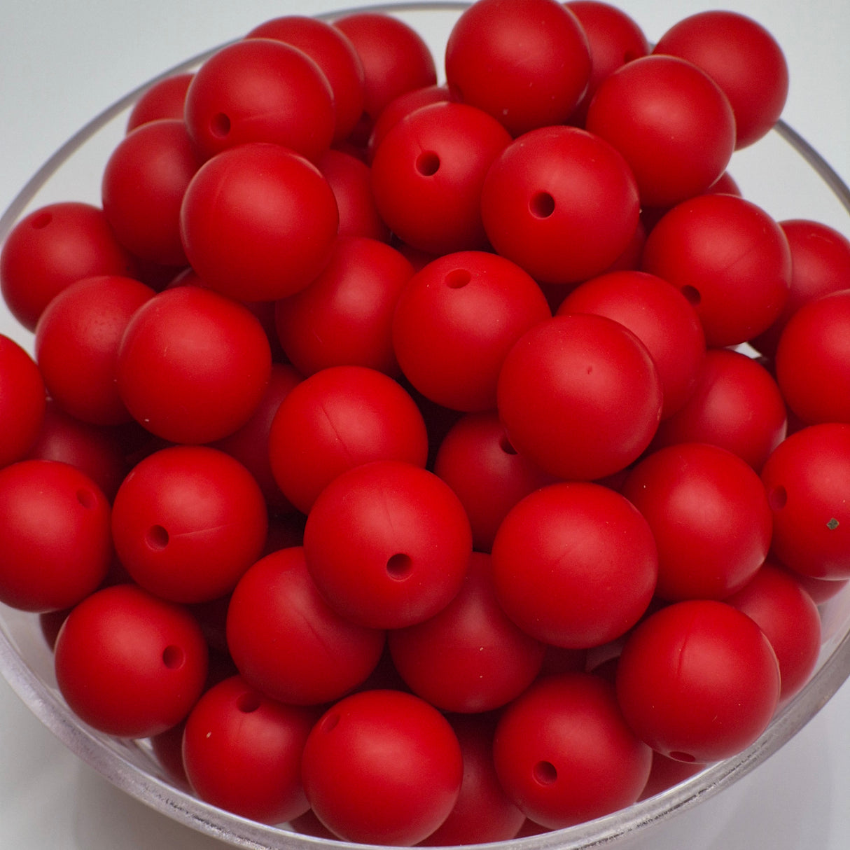 Christmas Red 15mm Solid Silicone Bead