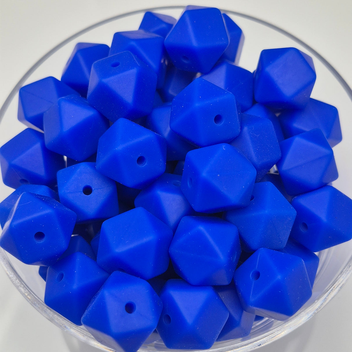 Royal Blue 14mm Hexagon Solid Silicone Beads