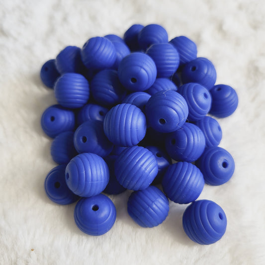 Mediterranean Blue Honeycomb 15mm Silicone Bead