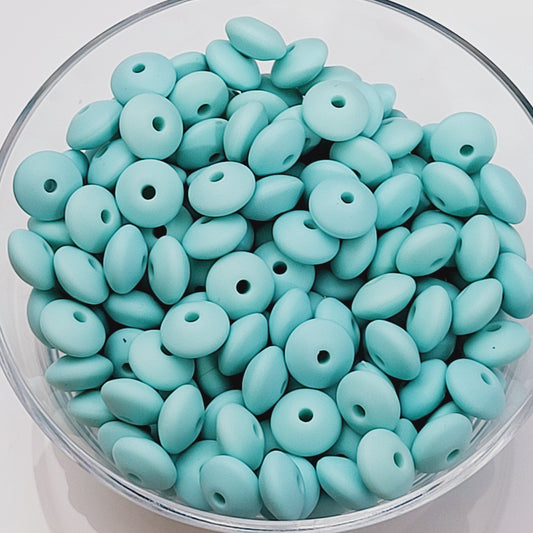 Robin's Egg Lentil 12mm*7mm Solid Silicone Beads
