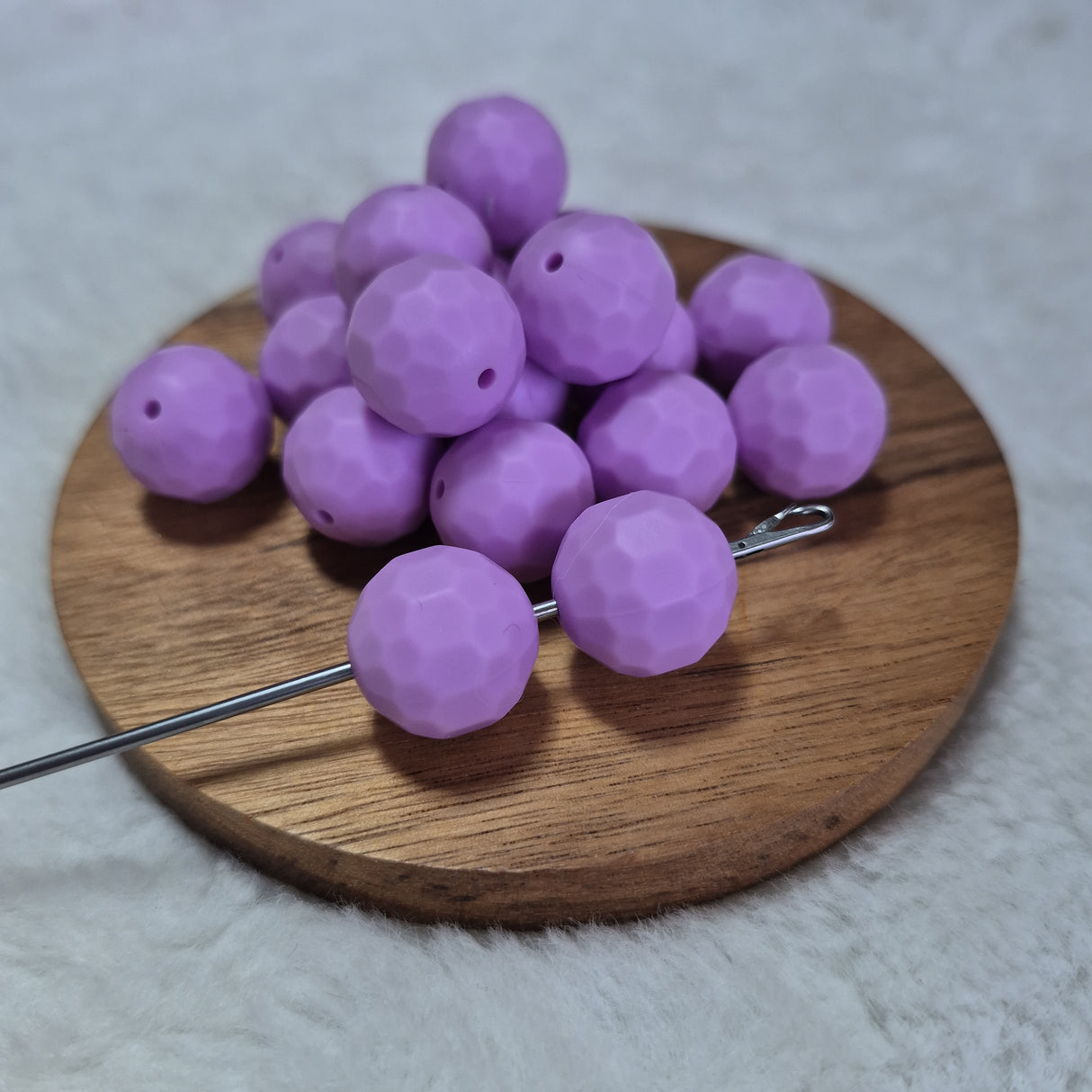 Light Lavender Faceted Orb 16mm Silicone Beads