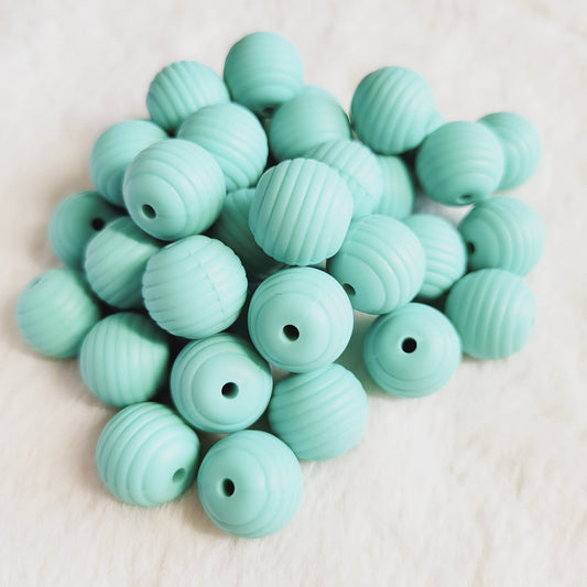 Seafoam Honeycomb 15mm Silicone Bead