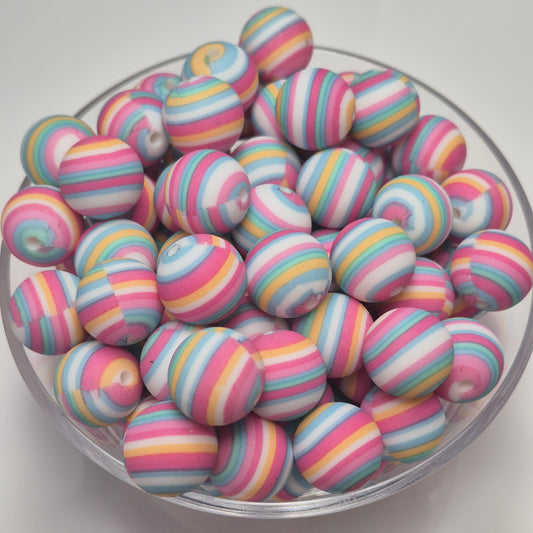 Candy Stripes 15mm Silicone Bead