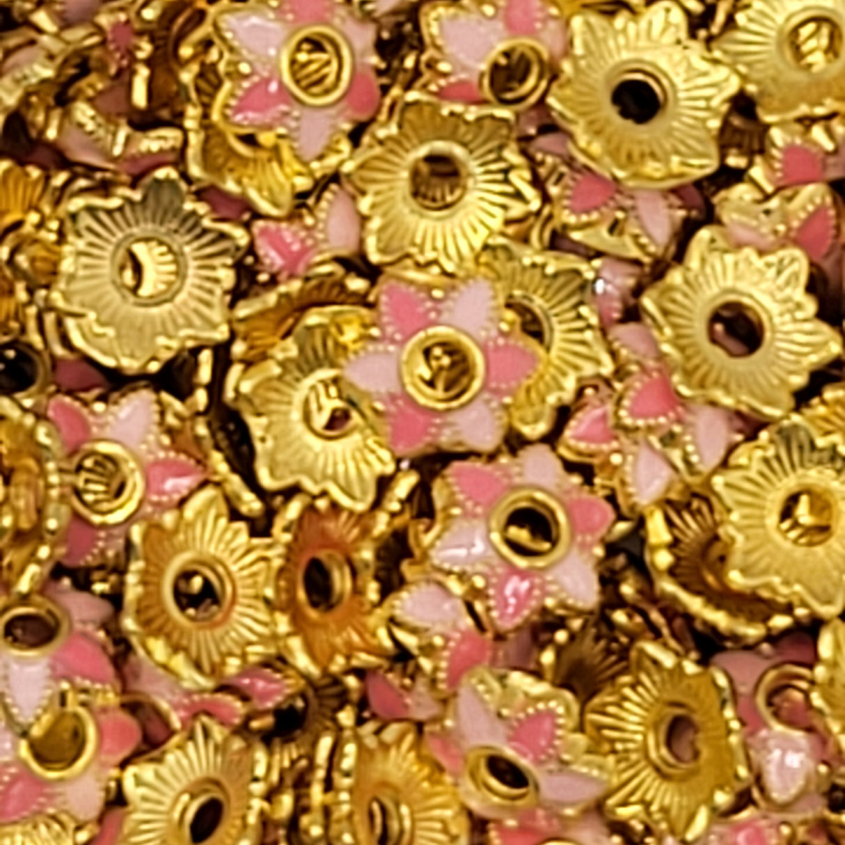 Color Flower Small Bead Caps (Set of 10)
