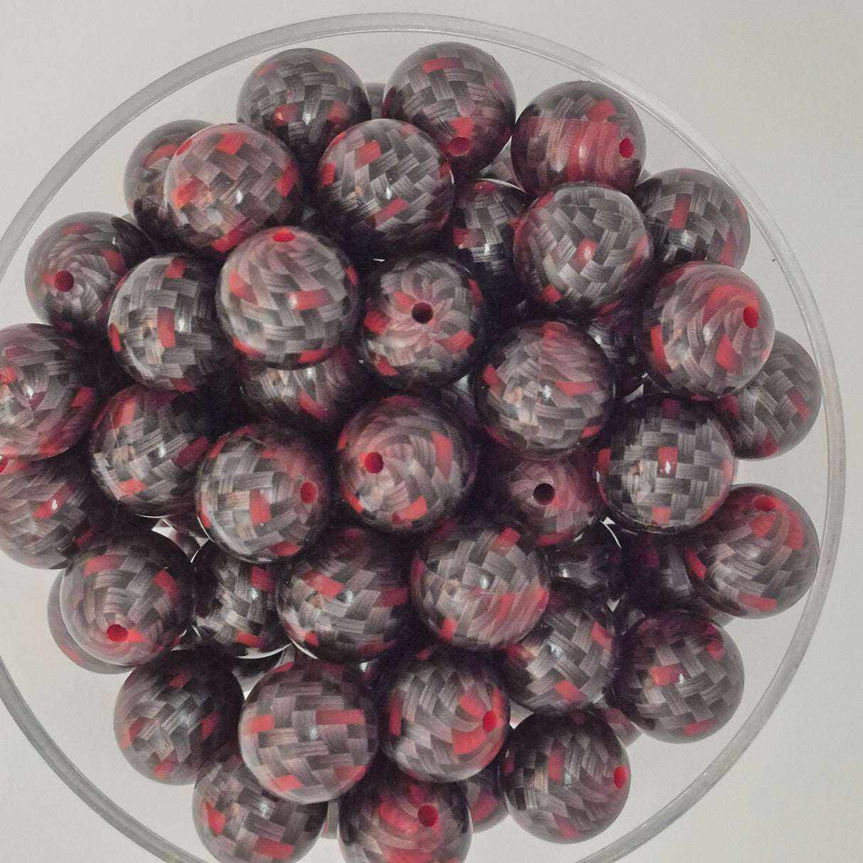 Carbon Fiber Red 15mm Silicone Bead