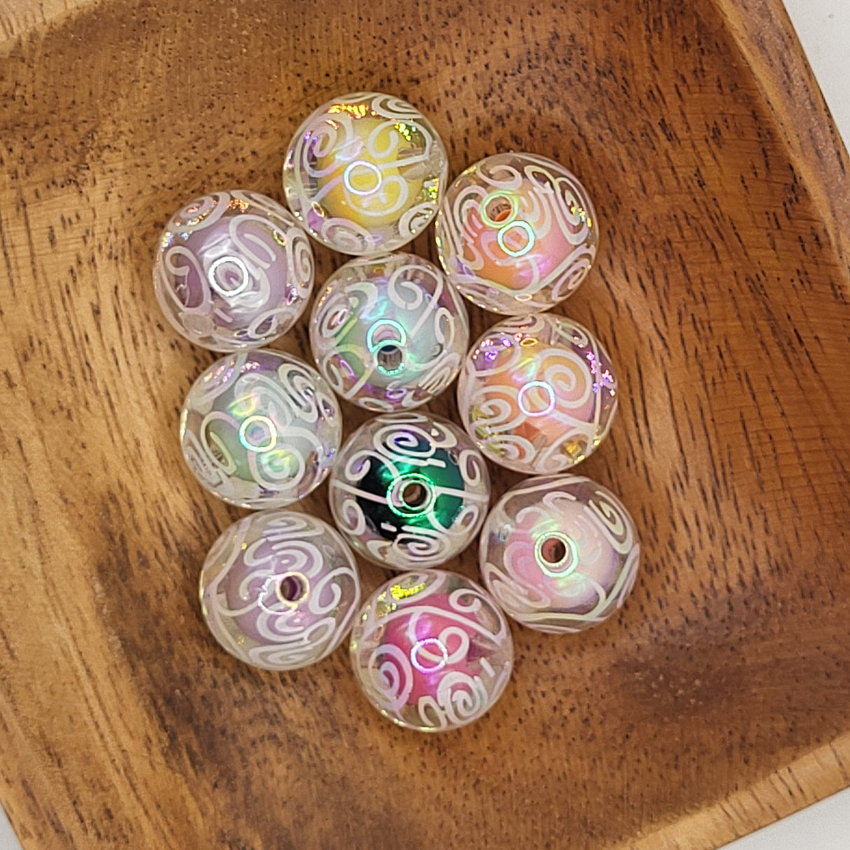 Swirls with Interior Color (Set of 10) 16mm Solid ACRYLIC Beads