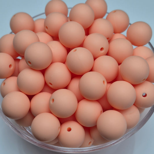 Peach 15mm Solid Silicone Beads