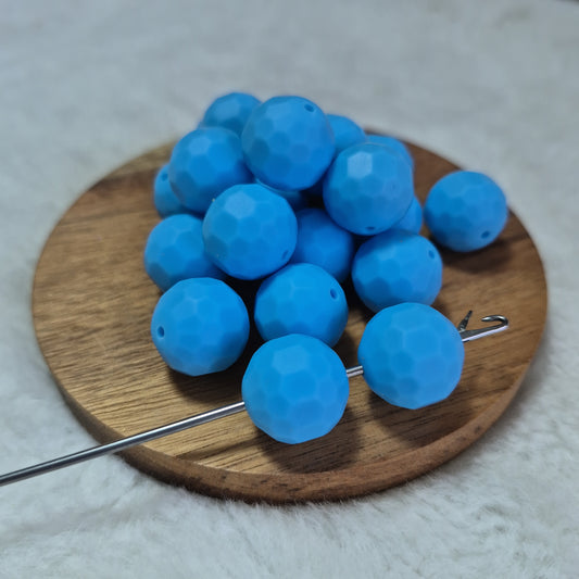 Sky Blue Faceted Orb 16mm Silicone Beads