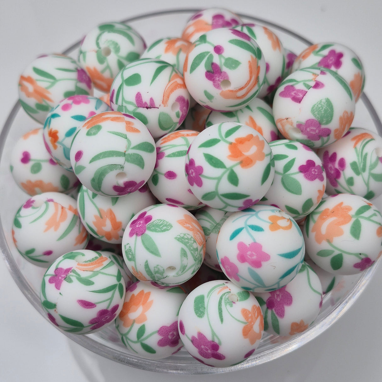 Tiny Meadows 19mm Print Silicone Bead