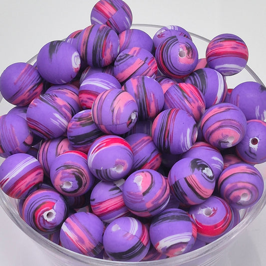 Violet Galaxy 15mm Silicone Bead