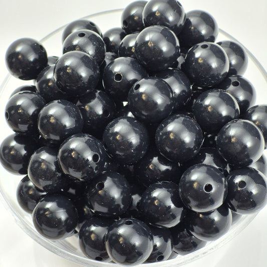 Black Liquid 15mm Solid Silicone Beads