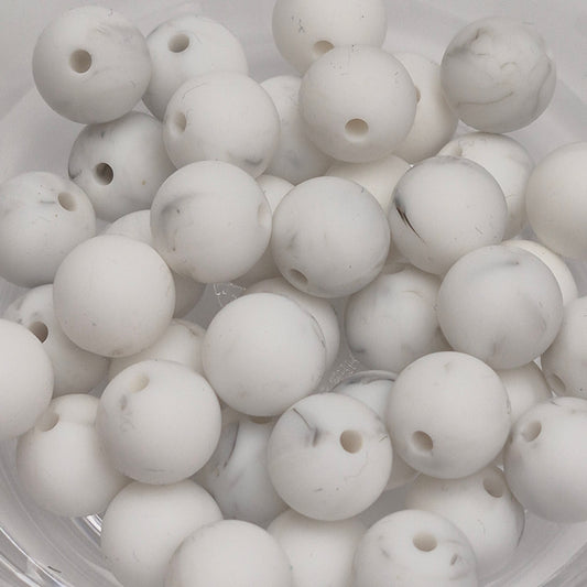 Smoke Marble 12mm Solid Silicone Beads