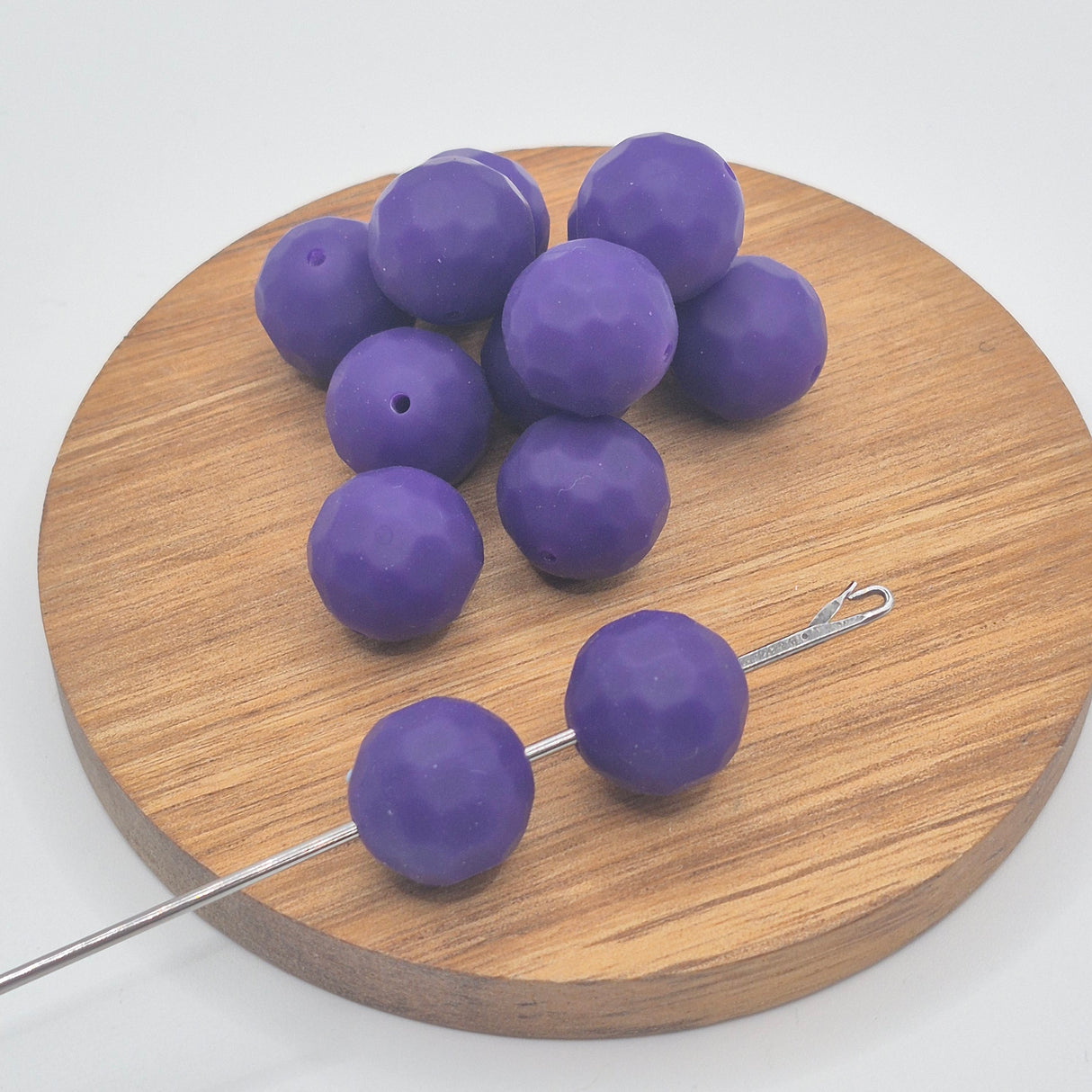 Plum Noir Faceted Orb 16mm Silicone Beads