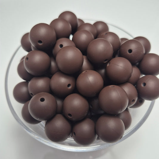 Dark Chocolate 15mm Solid Silicone Beads