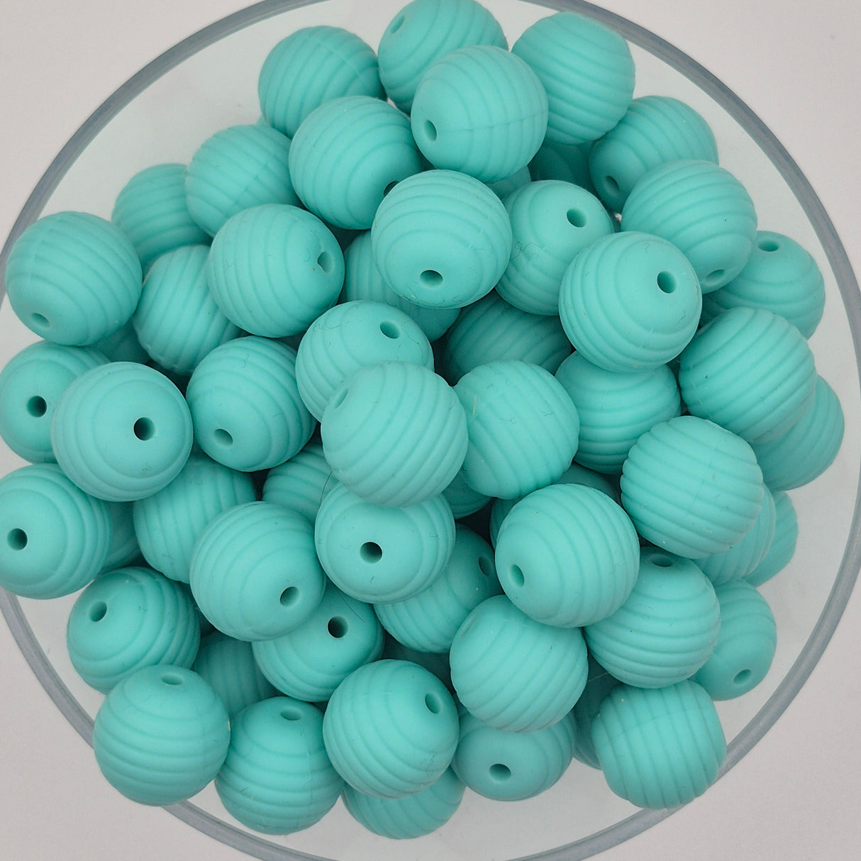 Seafoam Honeycomb 15mm Silicone Bead