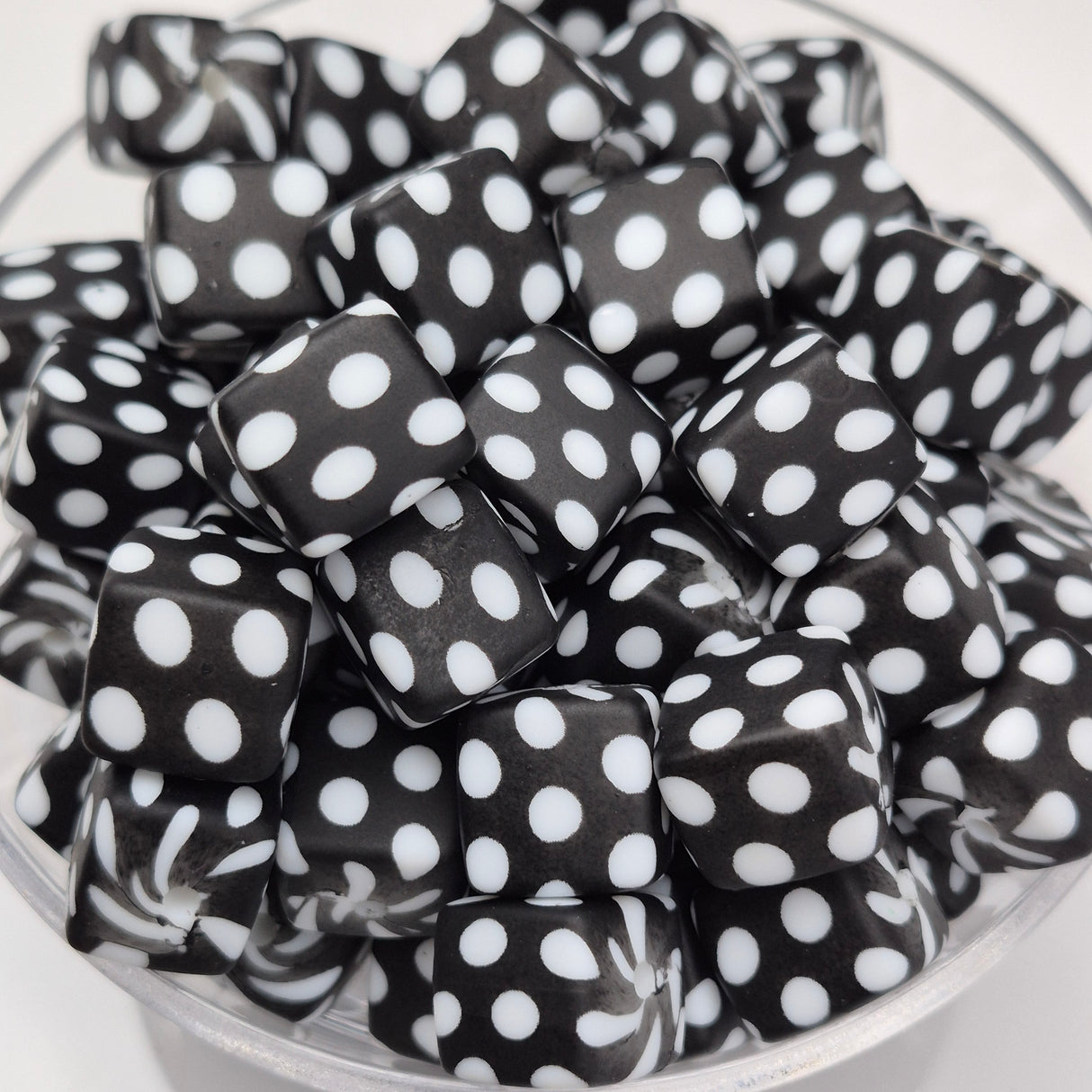 Spotty Cubes Print Silicone Beads
