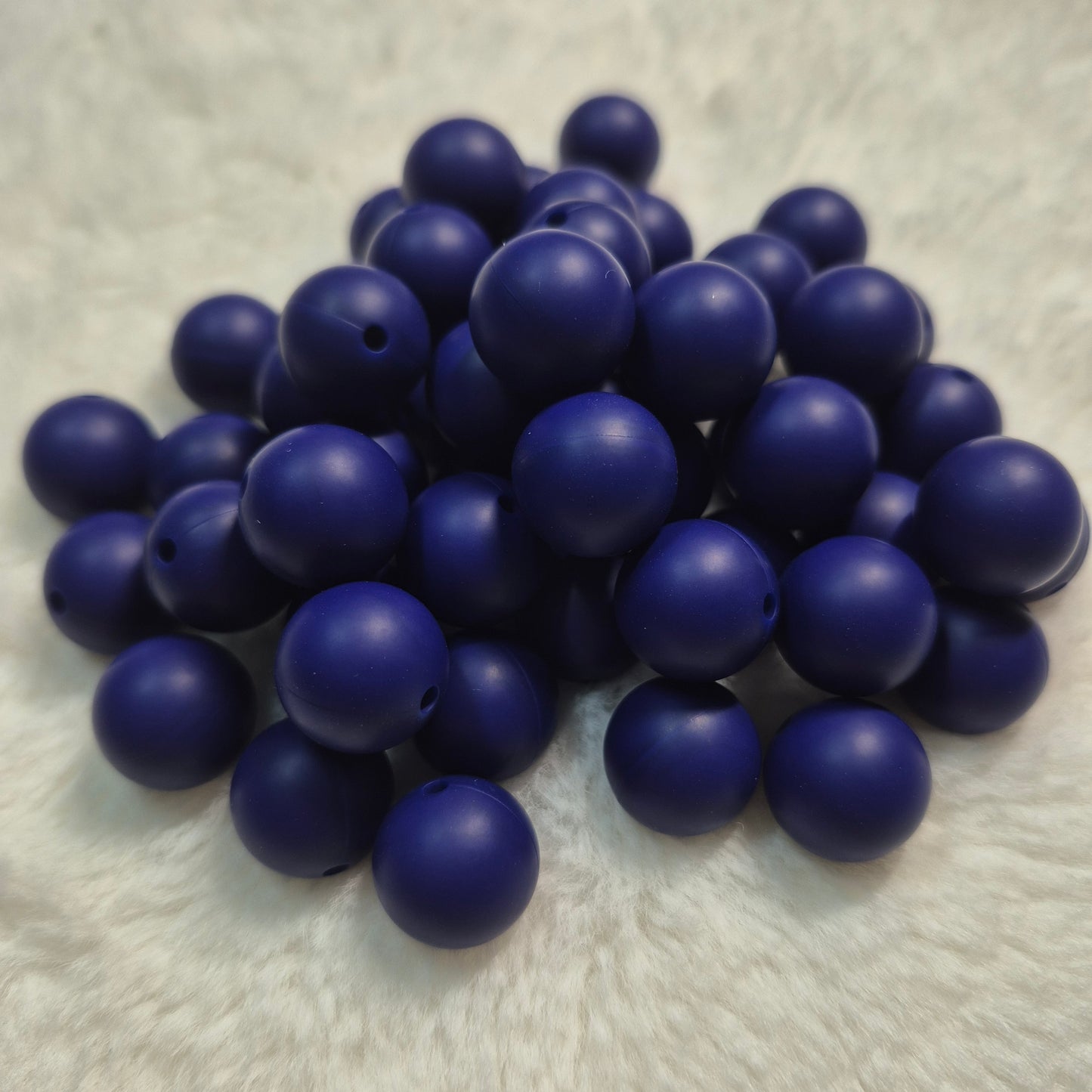 Navy Blue 15mm Solid Silicone Beads