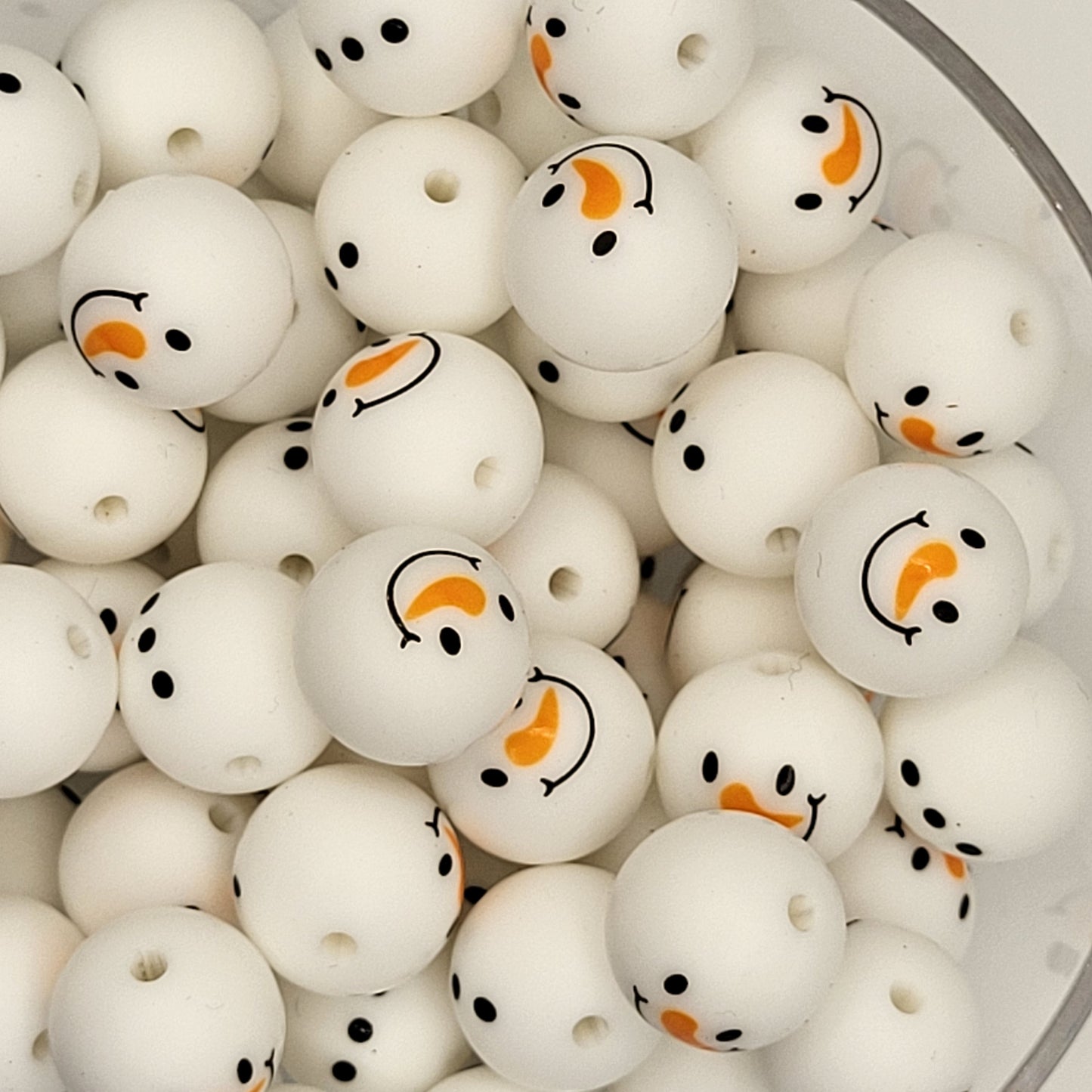 Snowman Set (2 beads) 15mm Silicone Beads