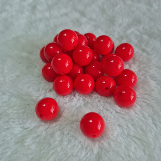 Scarlet Red Liquid 15mm Solid Silicone Beads