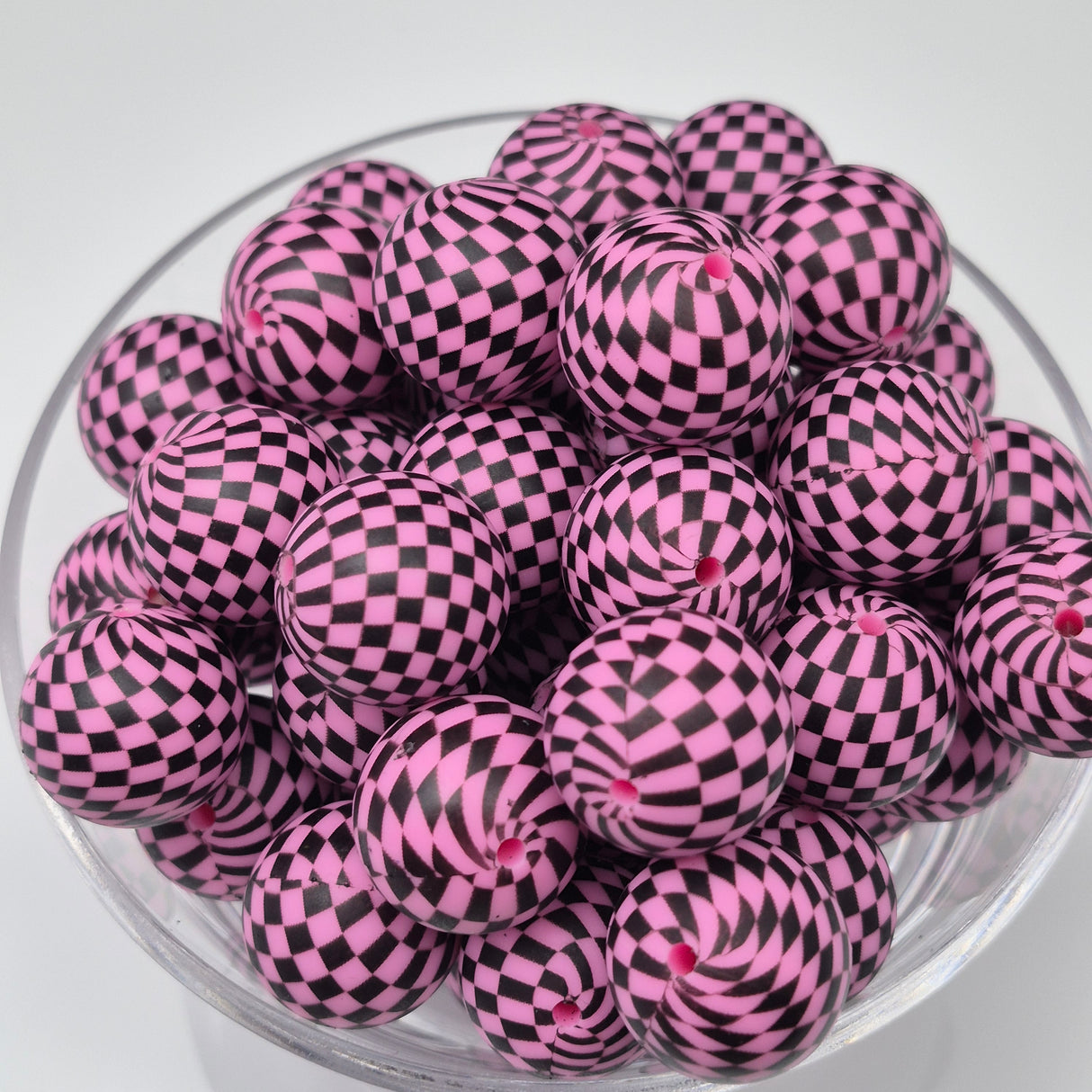 Check Me Out Pink 19mm Print Silicone Bead